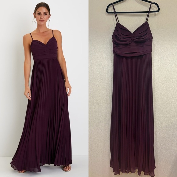 NWOT Lulus Sensational Charmer‎ Purple Pleated Sleeveless Maxi Dress - Picture 1 of 8